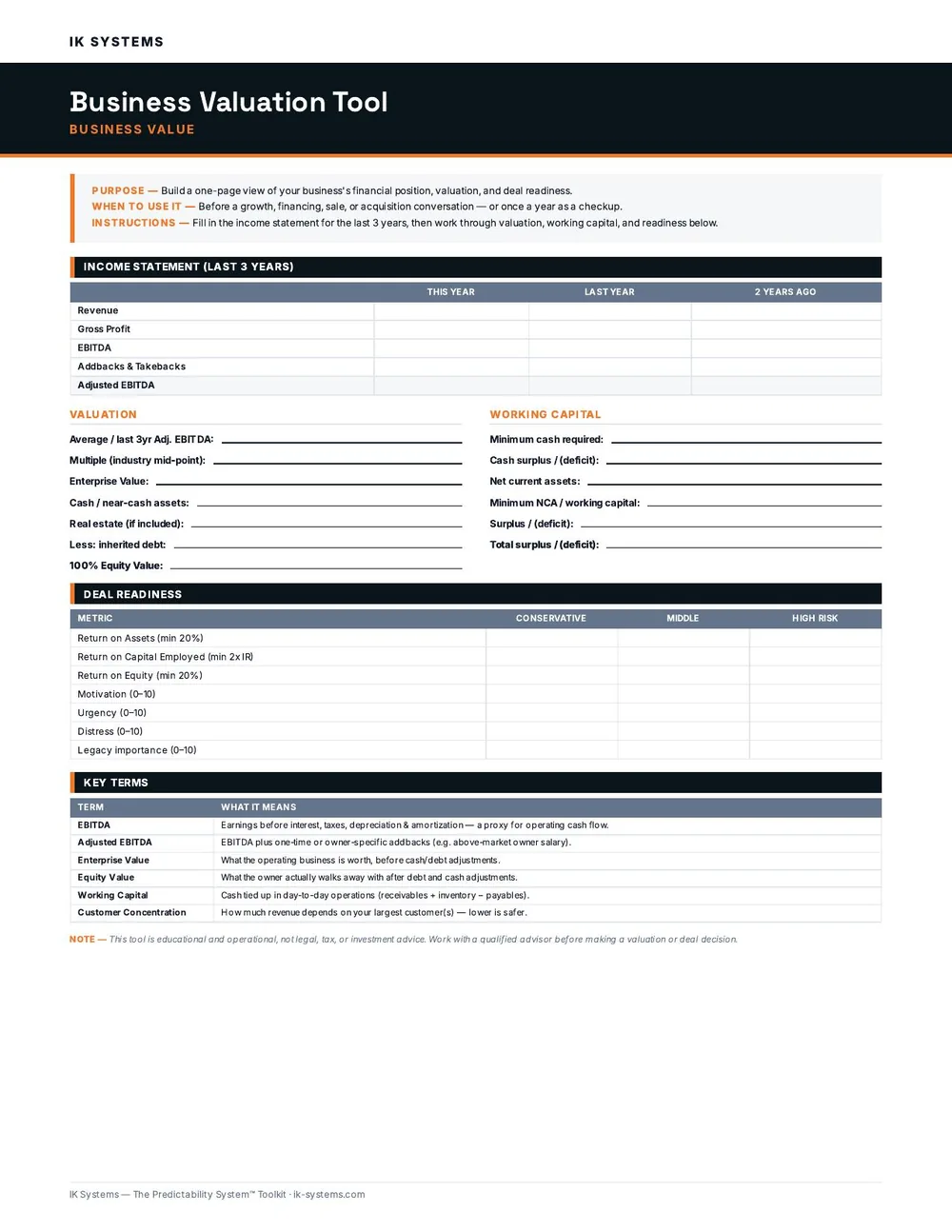 Business Valuation Tool preview