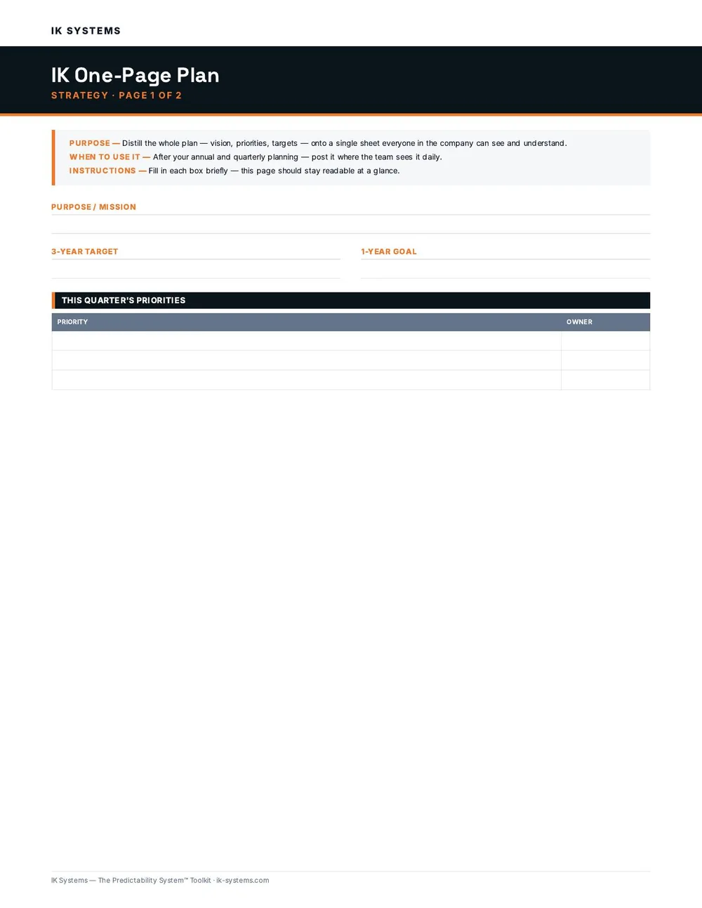 IK One-Page Plan preview