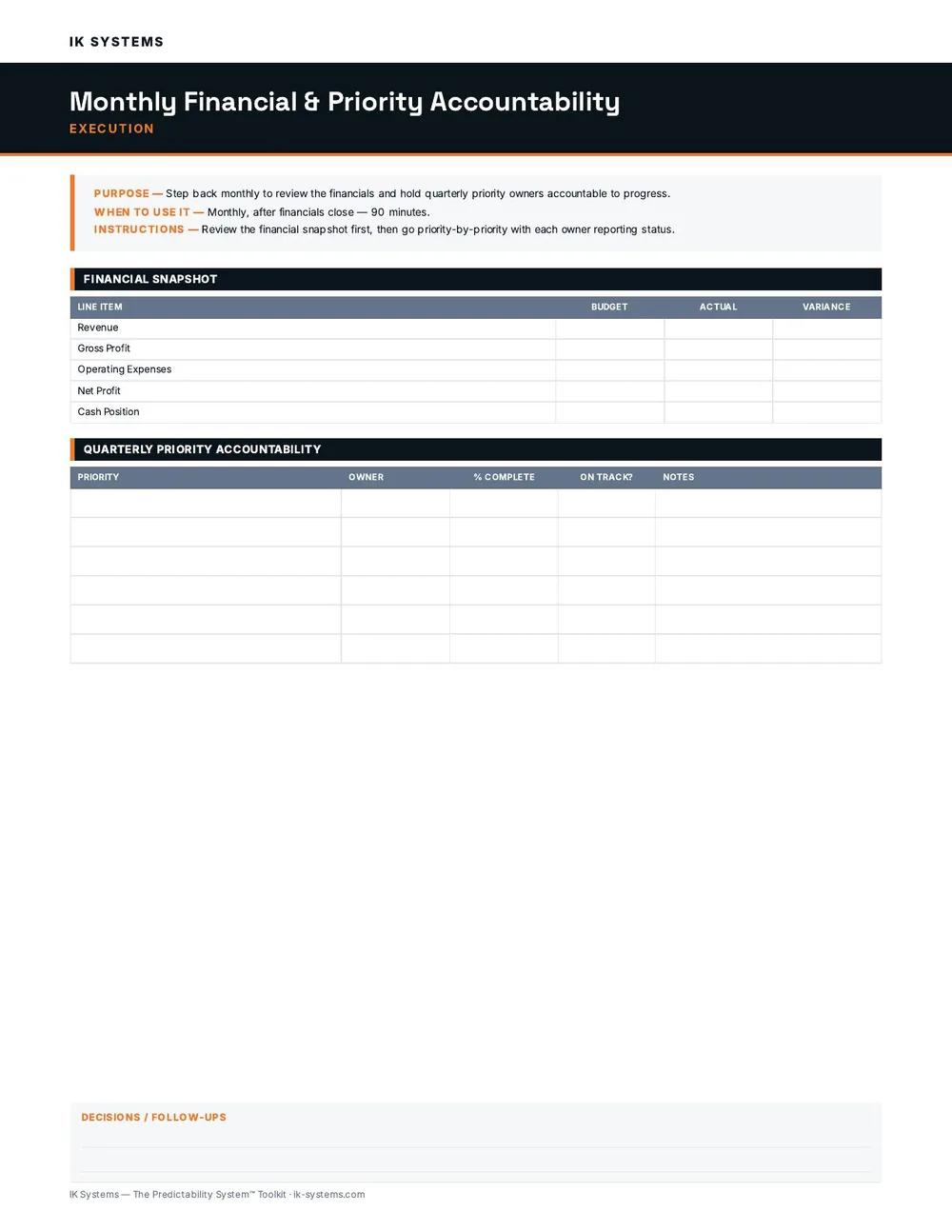 Monthly Financial & Priority Accountability preview